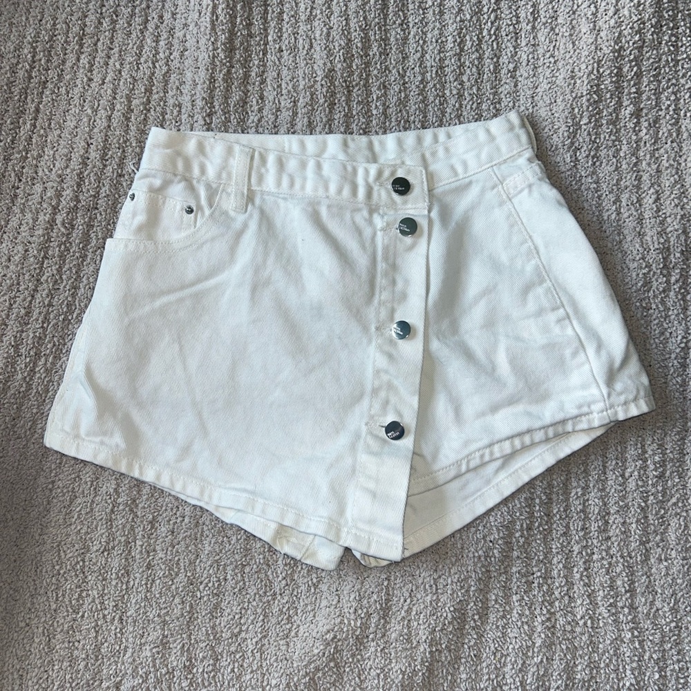 White Button-Up Women's Shorts
